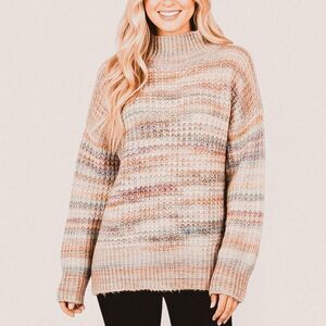 Topshop Y2K Space Dye rainbow  Chunky Knit Turtleneck Sweater – XS NWT